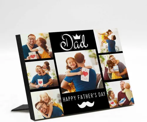 Miniatura 21 de InterestPrint Panel de fotos personalizado para papá y nombre para exhibición de mesa Daddy to Us You're the World, marco de fotos personalizado