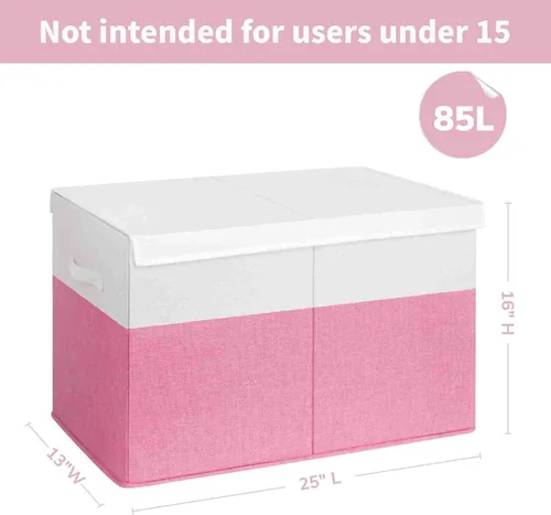 Miniatura 2 de INDRESSME Caja de almacenamiento grande de juguetes de 25 x 13 x 16 pulgadas con tapa, organizador de almacenamiento plegable para juguetes de bebé