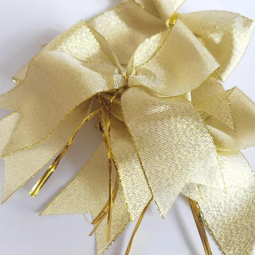 Miniatura 4 de 36 piezas lazos dorados metálicos de 4-1/2 pulgadas con ataduras giratorias para envolver regalos, embalaje, decoración navideña (4.5", W.Gold)