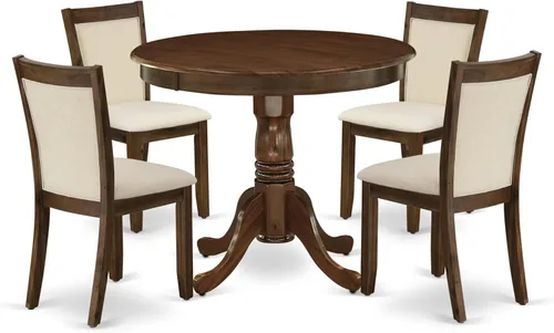 Miniatura 16 de East West Furniture ANMZ3-AB6-06 - Juego de mesa y sillas de cocina de 3 piezas contiene una mesa de comedor redonda con pedestal y 2 sillas
