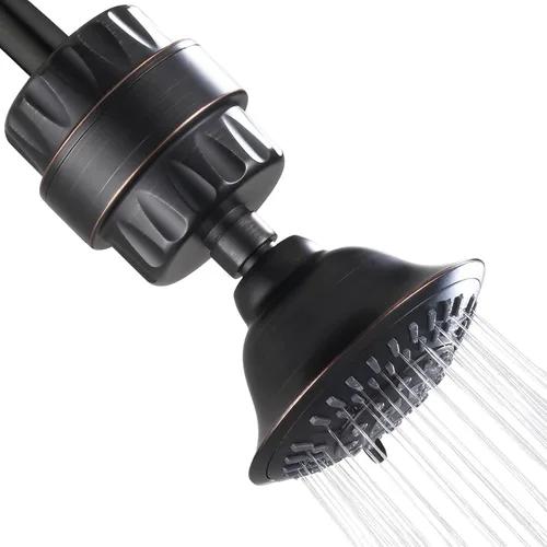 Miniatura 16 de BRIGHT SHOWERS - Cabezal de ducha de lluvia de alta presión, cabezal de ducha fijo con 5 ajustes de rociado, ángulo ajustable y boquillas Bronce