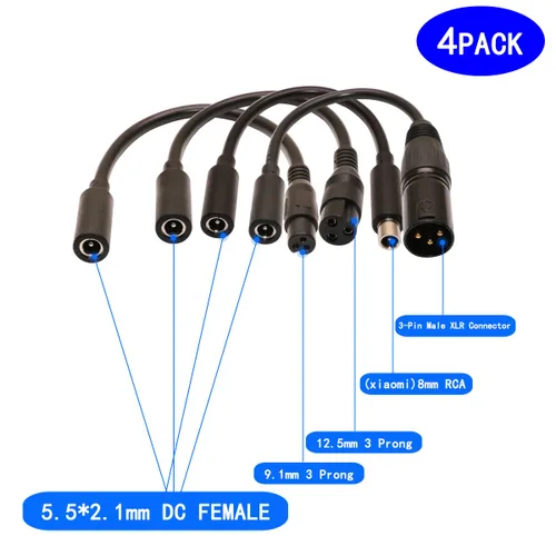 Miniatura 2 de Cable adaptador de carga universal de 42 V 2 A, 4 enchufes de repuesto para batería de litio de 36 V, paquete DC 5.5 x 2.1 con conector XLR macho