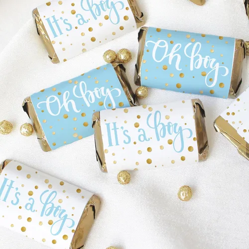 Miniatura 8 de Mini envoltorios de barra de caramelo con texto en inglés "It's a Boy" con texto en inglés "It's a Boy