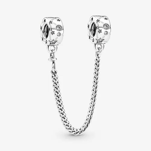 Miniatura 3 de Colgante de cadena de seguridad de estrellas y galaxias de plata de ley 925, joyería para niña, regalos para mujer, pulsera y collar, Plata esterlina