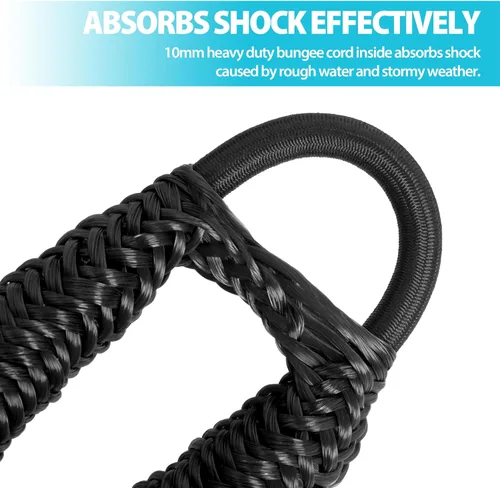 Miniatura 8 de Obcursco Líneas de muelle elásticas para barco, cuerda de amarre con clips de acero inoxidable 316, accesorios para moto acuática, PWC, SeaDoo