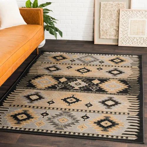 Artistic Weavers Hepburn - Alfombra bohemia y global, 6 pies 7 pulgadas x 9 pies 6 pulgadas, color negro