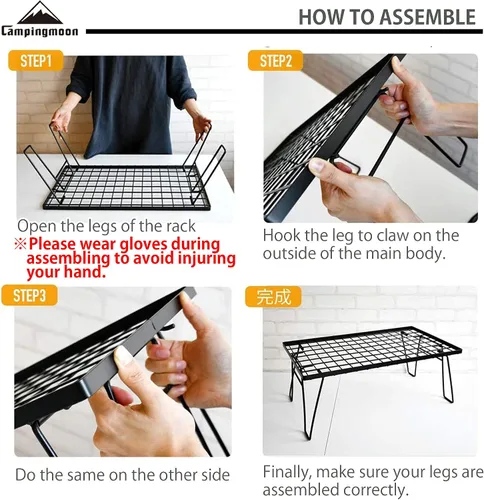 Miniatura 5 de CAMPINGMOON Estante de almacenamiento apilable multiusos plegable, chapado en acero negro