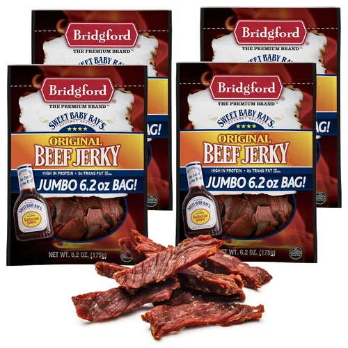 Miniatura 18 de Bridgford Sweet Baby Ray's Beef Jerky Sweet N Spicy - Paquete de 2 unidades de 6.2 onzas, cecina de res picante endulzada con alto contenido
