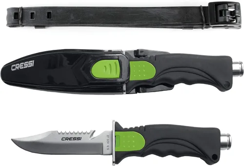 Cressi Skorpion, cuchillo de hoja de acero inoxidable templado ideal para buceo y pesca submarina - Punta puntiaguda y roma Punta Punta Lima
