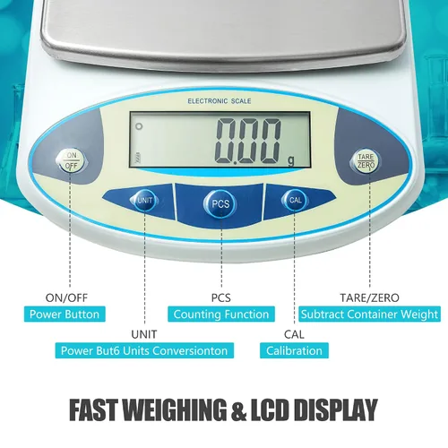 Miniatura 4 de Báscula de laboratorio de 3.53 oz x 0.00 oz, balanza analítica de alta precisión con parabrisas digital. Báscula electrónica de gramos