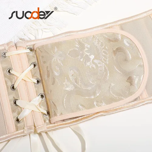 Miniatura 68 de SUOSDEY Cinturón de corsé de jacquard para mujer, corsé pirata steampunk renacentista con cordones y cordones