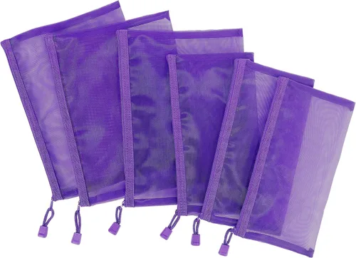 Miniatura 2 de 12 piezas de bolsas de malla con cierre de nylon, bolsas de cosméticos de malla, estuches para lápices, bolsas de viaje multiusos para cosméticos