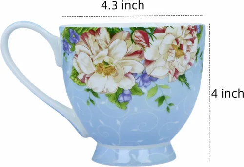Miniatura 2 de Tazas de café de porcelana de hueso de 16oz para mujeres Tazas Flora Tazas de café y té Novedades Tazas de café para regalar a mujeres, mamá, amigas