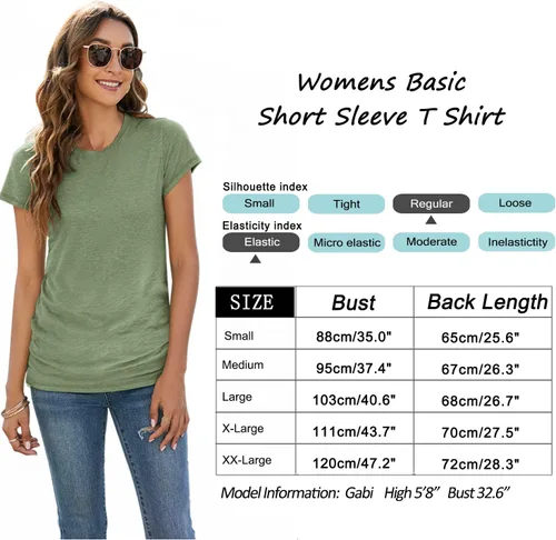 Miniatura 6 de Sherosa Camisetas básicas de manga corta con cuello redondo para mujer