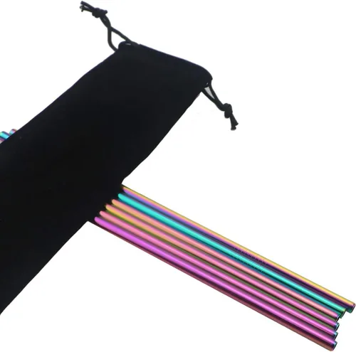 Miniatura 2 de Pajitas de metal de acero inoxidable de 8.5 pulgadas, juego de 4 popotes reutilizables – Cepillo de limpieza de color ultra largo para 20/30 onzas