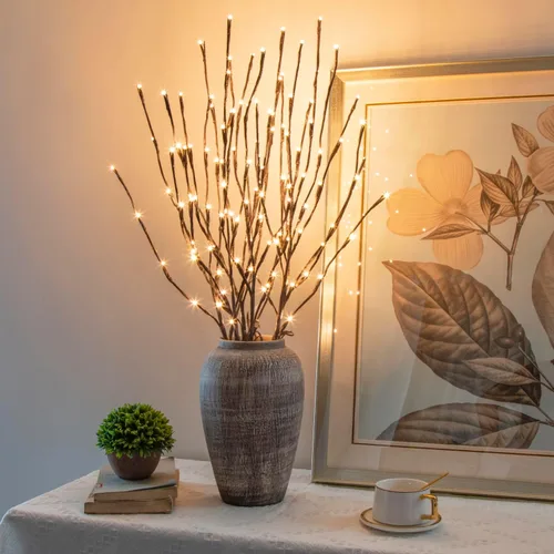 Miniatura 2 de PEIDUO Ramas iluminadas, paquete de 2 40 luces LED de 30 pulgadas, rama de árbol artificial con temporizador, funciona con pilas, decoraciones