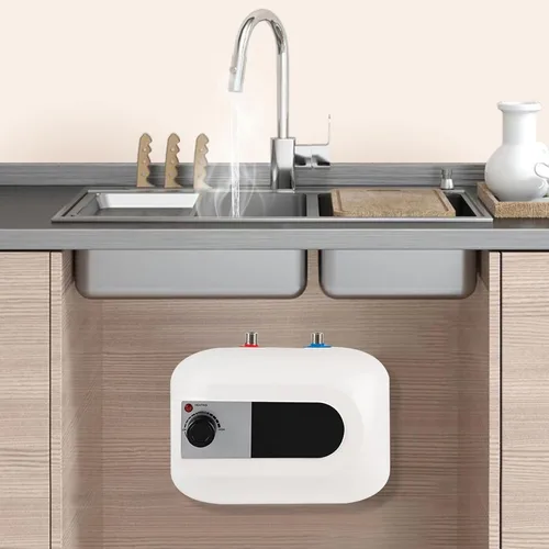 Miniatura 2 de Calentador de agua eléctrico de mini-tanque, 110 V, 1.6 galones, 1500 W, punto de uso instantáneo, calentador de agua caliente para remolque, baño