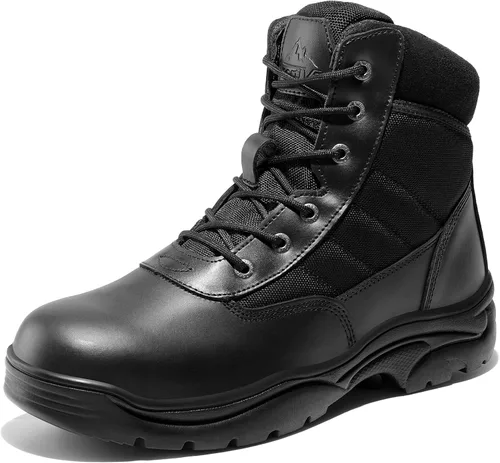NORTIV 8 Botas de trabajo tácticas impermeables para hombre, de cuero, para senderismo, militares, 6 pulgadas, botas de combate para motocicleta