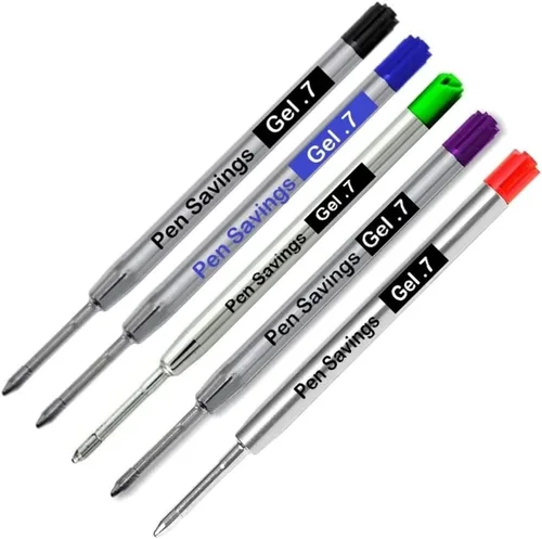 Paquete de 5 repuestos de bolígrafo de gel Pen Savings compatibles con bolígrafos Parker, 0.028 in, escritura suave, flujo sin fricción (empaquetado
