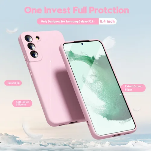 Miniatura 3 de oakxco Funda para teléfono Samsung Galaxy S22 Plus de silicona líquida, linda funda delgada y fina de goma TPU suave lisa de gel para mujeres y Rosa