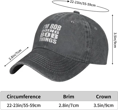 Miniatura 4 de Gorra de béisbol con texto en inglés "I'm Bob Doing Bob Things Distressed Dad", gorra de béisbol para hombre de los años 90, de mezclilla lavada