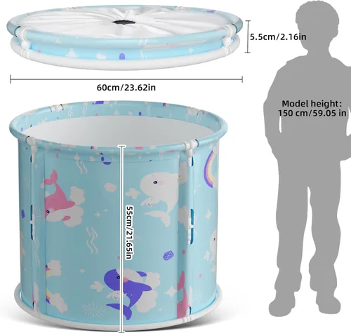 Miniatura 7 de Bañera portátil, bañera plegable para niños y niñas, bañera de terapia para cabina de ducha, baño, bañera plegable japonesa para remojar caliente