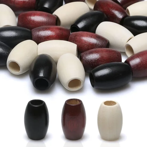Miniatura 9 de 500 cuentas de madera ovaladas de 6 x 8mm, pequeñas cuentas espaciadoras de madera marrones con forma de grano de arroz, cuentas sueltas de madera