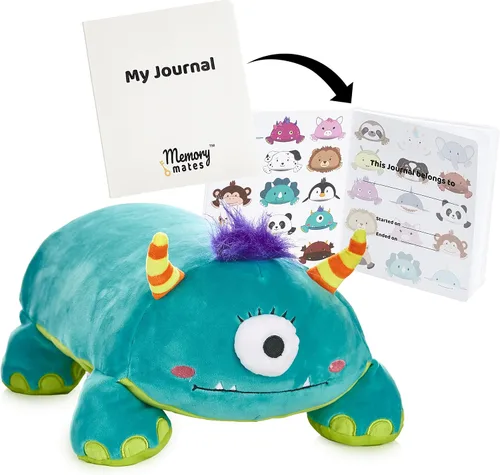Miniatura 7 de MEMORY MATES Jax the Red Dragon - Almohada de espuma viscoelástica con diario para niños que se almacena en el bolsillo del vientre, animal