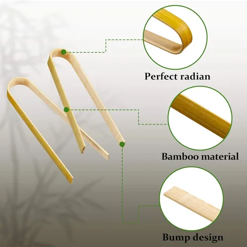 Miniatura 3 de Patelai 90 piezas de mini pinzas de bambú largas para tostadas, utensilios de cocina de bambú desechables de madera para tostadas de pan