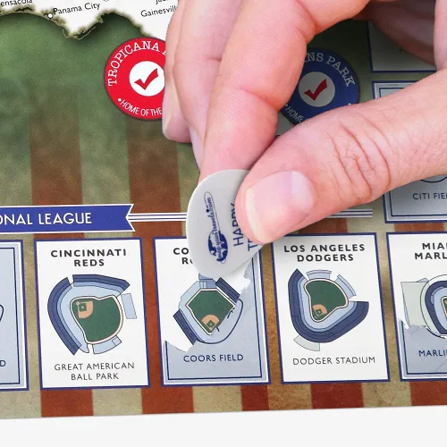 Miniatura 2 de Map Your Travels Ballpark Travel Quest Scratch Off Map Print Incluye tubo de envoltura de regalo Incluye herramienta para raspar