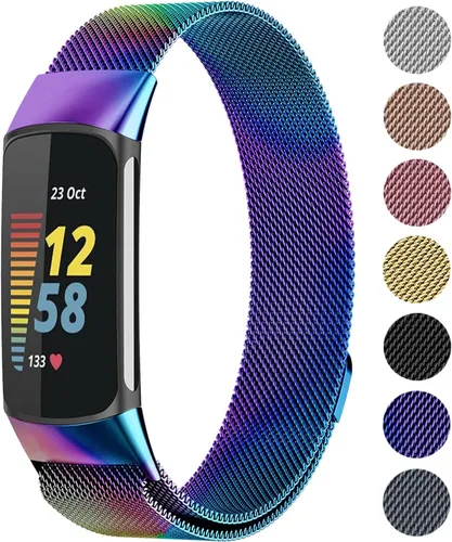 Miniatura 13 de Bandas de malla metálica para Fitbit Charge 5/Charge 6 Band para mujeres y hombres, correas ajustables de acero inoxidable de repuesto para Charge