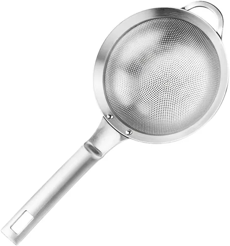 Cabilock Coladores de malla fina para cocina, colador de grasa de acero inoxidable con asa para filtro de aceite, tamiz de grasa y tamiz de espuma