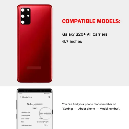 Miniatura 6 de Compatible para Samsung Galaxy S20+ Cubierta Trasera de Vidrio de Repuesto 6.7 Pulgadas Galaxy S20 Plus SM-G985 SM-G986 Todos los Operadores