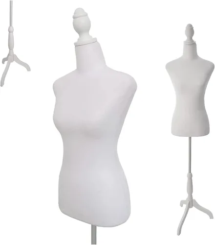 Maniquí femenino con torso de vestido con soporte de trípode de madera, altura ajustable de 55 a 67 pulgadas, cuerpo de maniquí para costura, para