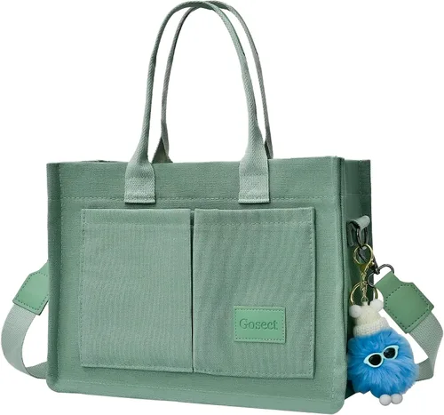 Miniatura 16 de Bolso de lona para mujer con bolsillos, bolso cruzado para portátil de trabajo, bolso de hombro para todo lo demás, bolso de lona para todos