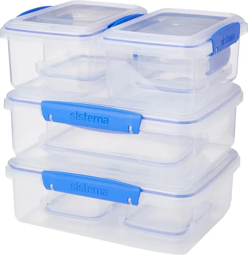 Miniatura 15 de Sistema KLIP IT Rectangular Collection Recipiente de almacenamiento de alimentos, 33.8 onzas/1.0 L, transparente/azul, 3