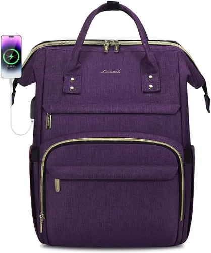 Miniatura 18 de LOVEVOOK Mochila para laptop para mujer con bolsillo gigante para vasos, mochila de viaje impermeable de 15.6 pulgadas, bolsa de computadora