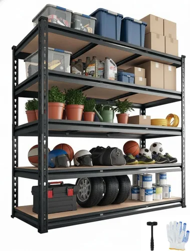 Miniatura 11 de Estantería de garaje resistente, estantes de almacenamiento ajustables de 5 niveles, 36 x 18 x 72 pulgadas, cargas de 3000 libras, estantería