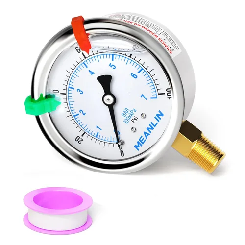 Miniatura 45 de MEANLIN MEASURE - Manómetro de vacío de presión -30inHG~0Psi, esfera con cara de 2.5 pulgadas, NPT de 1/4 de pulgada, manómetro de acero inoxidable