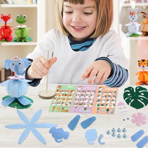 Miniatura 4 de Kits de manualidades Coola para niños de fieltro Animales pequeños para niños - Pack de 6 Arte y manualidades DIY Juguetes educativos tempranos