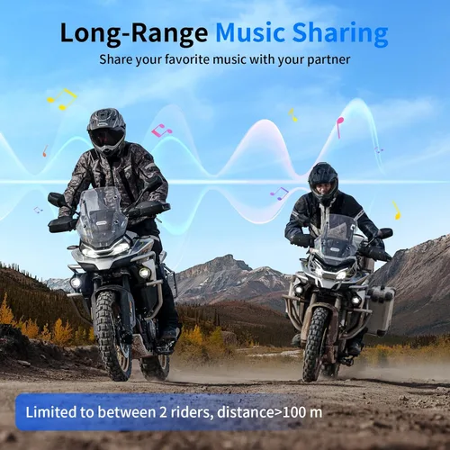 Miniatura 3 de Fodsports M1-S Air - Auriculares Bluetooth para motocicleta con compartición de música, intercomunicador de 4 vías para moto, sistema
