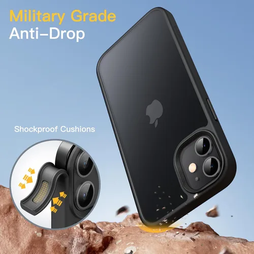 Miniatura 3 de JETech Funda mate para iPhone 12 Mini de 5.4 pulgadas, a prueba de golpes, protección contra caídas de grado militar, cubierta trasera translúcida