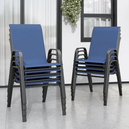 Miniatura 13 de Sillas de patio, sillas de comedor apilables para todo tipo de clima, tela de textileno y marco de metal, juego de sillas para exteriores para patio