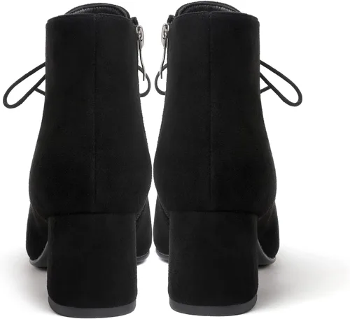 Miniatura 6 de Eldof Botines de mujer con tacón bajo y grueso, puntera puntiaguda, con cordones, cómodas botas para caminar