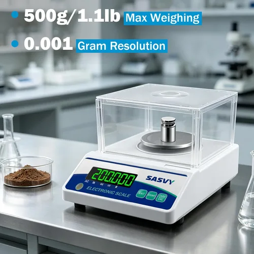 Miniatura 2 de Báscula de laboratorio 17.64 oz x 0.00 oz Escala científica g/oz/ct/lb Balanza analítica electrónica digital de alta precisión para joyería, cocina