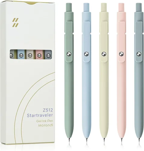YOXMJDB Bolígrafos de gel, 5 bolígrafos de tinta negra de punta fina de 0.020 in de escritura suave japoneses de alta gama para diario, tomar notas,