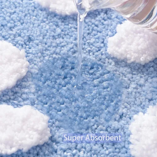 Miniatura 4 de QJHOMO Alfombra de baño azul con diseño de margaritas, decoración de flores blancas y amarillas, alfombra antideslizante de microfibra, súper Azul