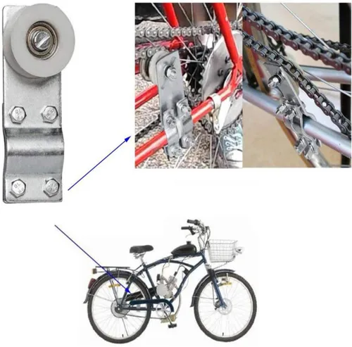 Miniatura 6 de 2 unids Tensor de cadena de polea de bicicleta Soporte de tensor de bicicletas Ajustador para 49cc 60cc 66cc 80cc motor motorizado bicicleta