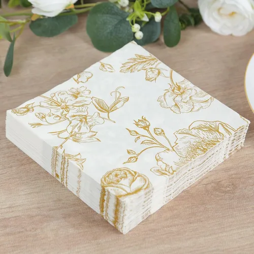 Miniatura 33 de Efavormart - Paquete de 20 servilletas de papel con estampado floral blanco y verde salvia, altamente absorbentes, suaves, de 2 capas, desechables