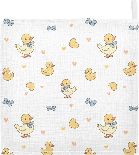 Miniatura 25 de Toallas de algodón para bebé, toallas de baño unisex para recién nacidos, toallitas naturales para piel delicada, 11.8 x 11.8 pulgadas, paquete de 5
